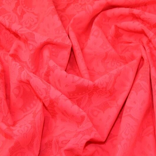 Lady McElroy Lace Scuba Stretch Knit Fabric Neon Pink