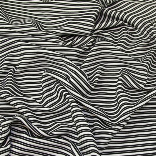 Lady McElroy Polyester Rib Stretch Knit Fabric Black & White