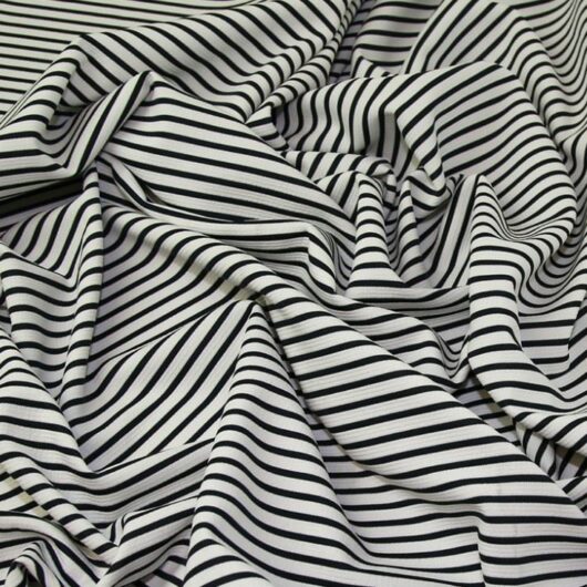Lady McElroy Polyester Rib Stretch Knit Fabric Navy & White