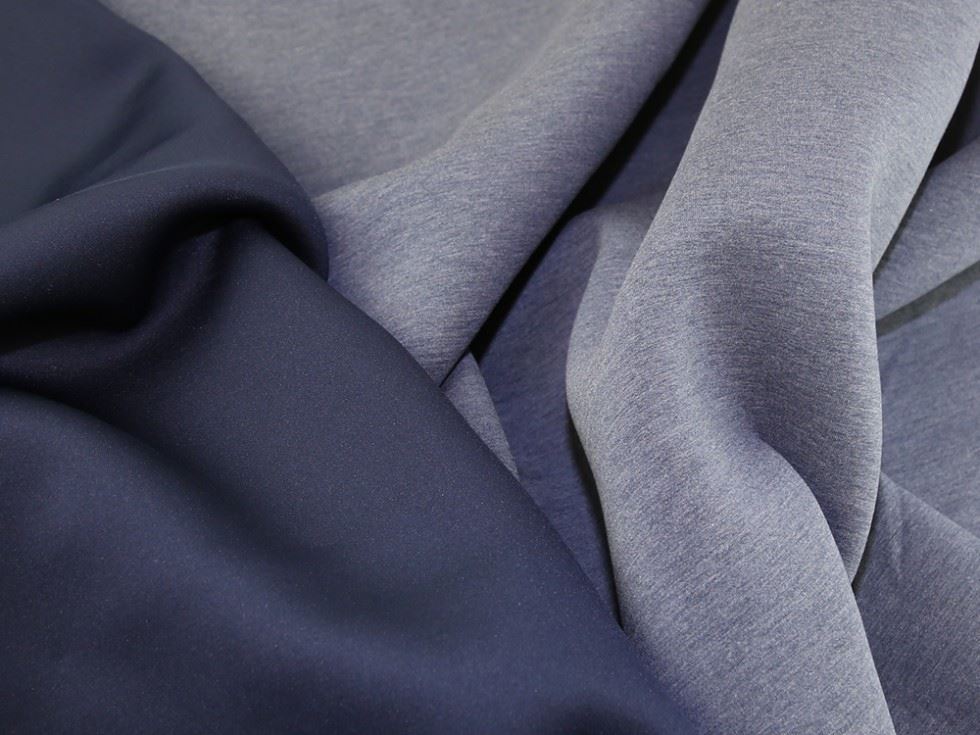 Lady McElroy Reversible Scuba Stretch Knit Fabric Oxford Blue