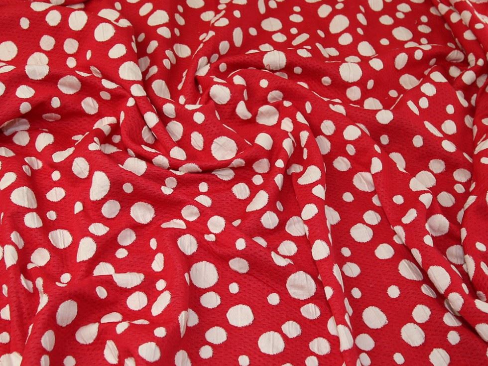 Lady McElroy Textured Stretch Knit Fabric Crimson