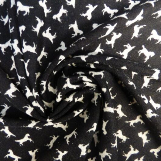 Lady McElroy Viscose Crepe Textured Stretch Knit Fabric Black & Ivory