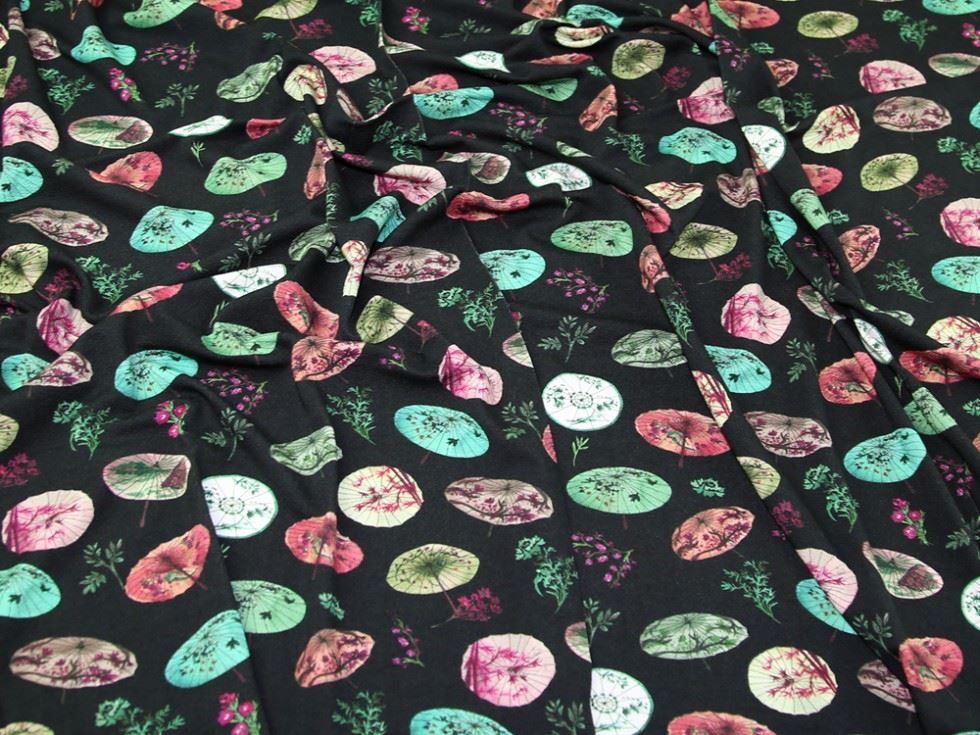 Lady McElroy Viscose Crepe Textured Stretch Knit Fabric Black