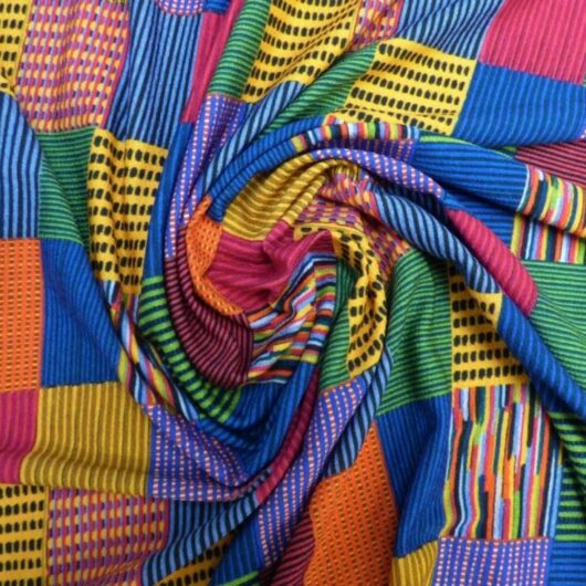 Lady McElroy Viscose Crepe Textured Stretch Knit Fabric Multicoloured