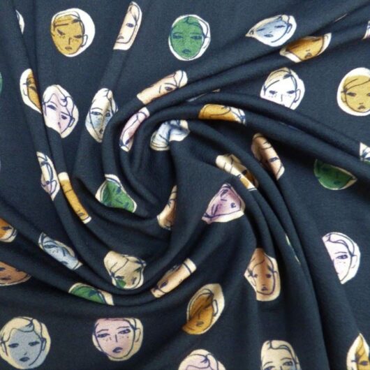 Lady McElroy Viscose Crepe Textured Stretch Knit Fabric Navy