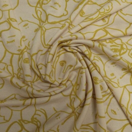 Lady McElroy Viscose Crepe Textured Stretch Knit Fabric Ochre
