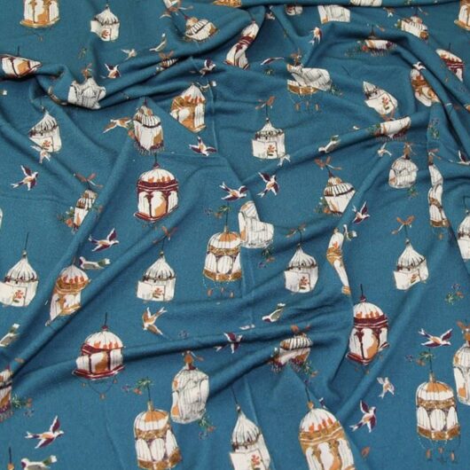 Lady McElroy Viscose Crepe Textured Stretch Knit Fabric Teal