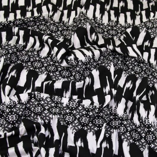 Lady McElroy Viscose Jersey Stretch Knit Fabric Black & White