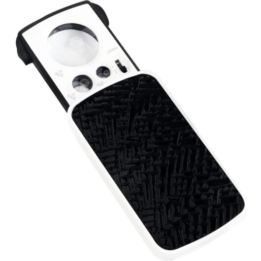 Led Lighted Handheld Magnifying Glass - 30X 60X 90X Magnifying Glass - Illuminated Reading Magnifier for Seniors - Black Foldable Pocket Magnifying