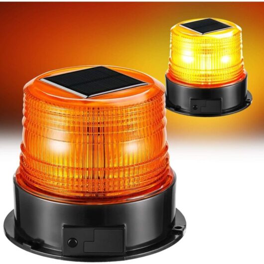Led Solar Strobe Light, Amber and Magnetic Emergency Flashing Beacon Rotating Warning Light for Vehicles Trucks, Fixed Burning, 4 Different Modes