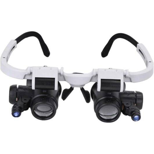 Linghhang - Adjustable Head Mount Magnifying Glass with led Light 8X 15X 23X Binocular Glasses Hands Free Magnifier for Reading, Magnifying Glass,