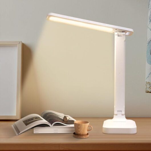 Linghhang - Desk Lamp, led Table Lamp, Foldable 3 Colors Lighting Levels, usb Charging, Touch Control, with Eye Protection led Desk Light for Kids