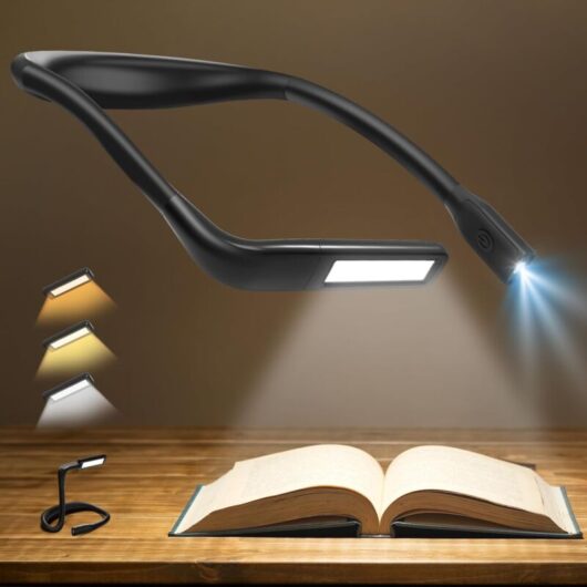 Linghhang - Neck Reading Light, Black usb Rechargeable Neck Hanging Reading Lamp for Eye Protection, Outdoor Camping Lamp