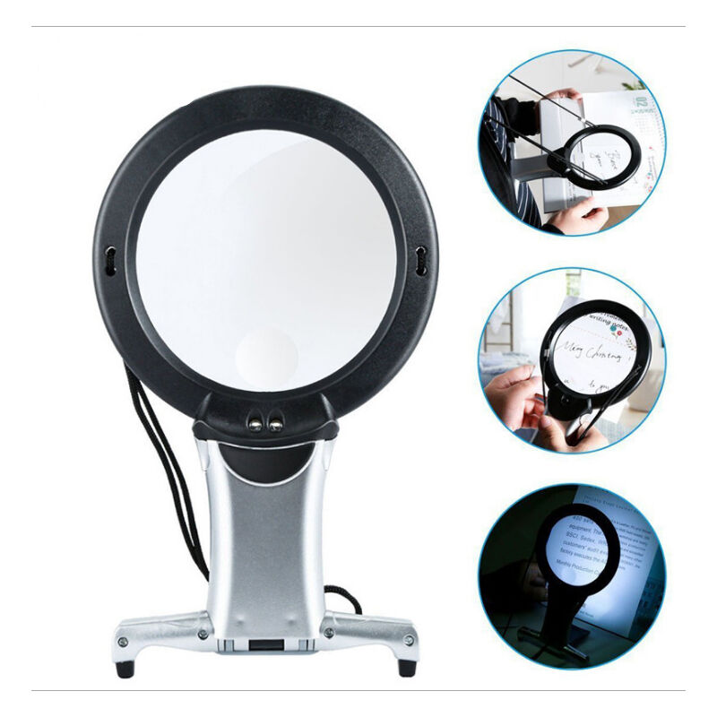 Linghhang - Neck and Desk Magnifying Glass 6X, Hands-Free Arm and Desk Lighted led Magnifier for Needlework, Hobby Jewelry, Cross Stitch Repair, Art,