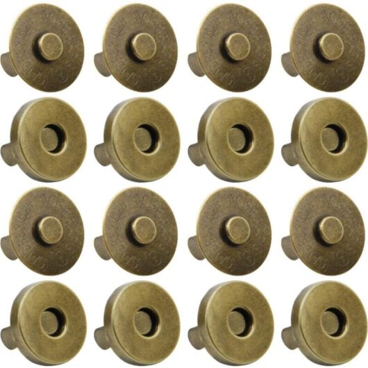 Lot de 100 boutons-pression magnétiques pour sac à main, vêtements, cuir (14 mm, laiton antique)