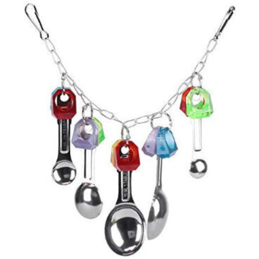 Lovebird Hanging Parrot Toy Cage with Colorful Metal Spoon