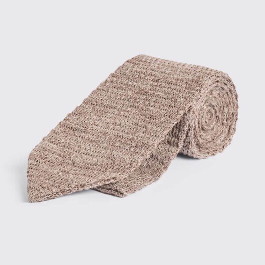 MOSS Linen Knitted Tie Taupe