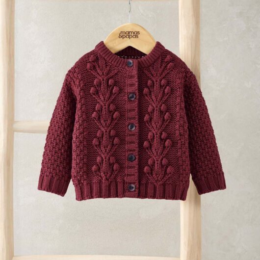 Mamas & Papas Bobble Knit Cardigan with Wool (0 Mths-3 Yrs) Pink