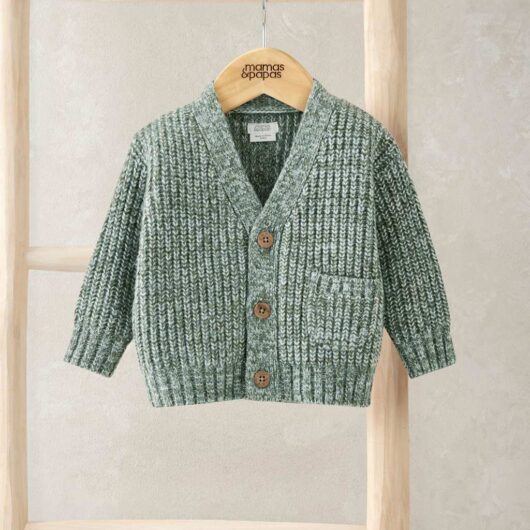 Mamas & Papas Cotton Blend Chunky Knit Cardigan (0 Mths-3 Yrs) Grey