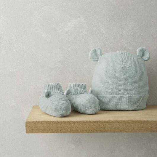 Mamas & Papas Knitted Hat and Bootie Set (7lbs-6 Mths) Green