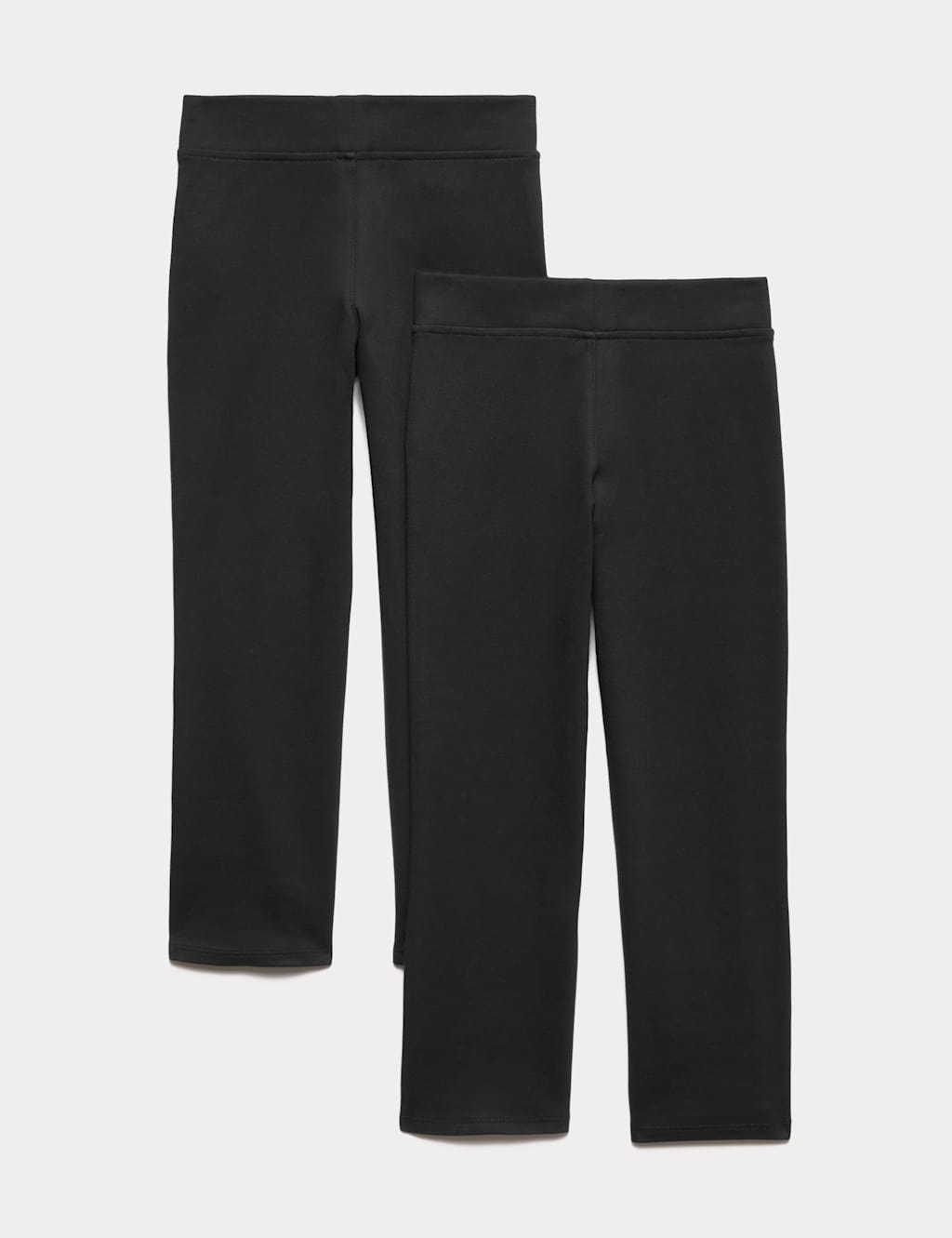 M&S 2 Pack Girls' Cotton Blend Knitted Trousers (2-18 Yrs) Black