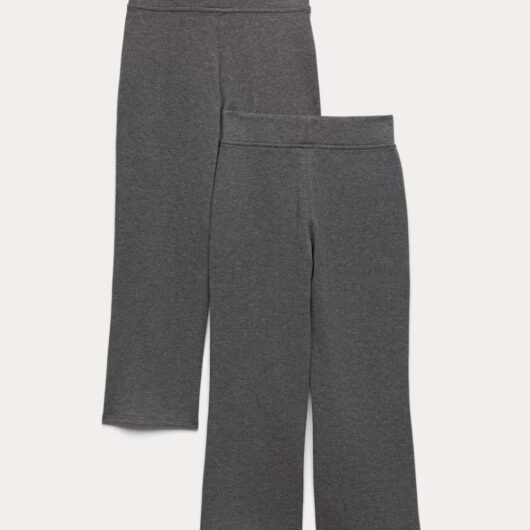M&S 2 Pack Girls' Cotton Blend Knitted Trousers (2-18 Yrs) Grey