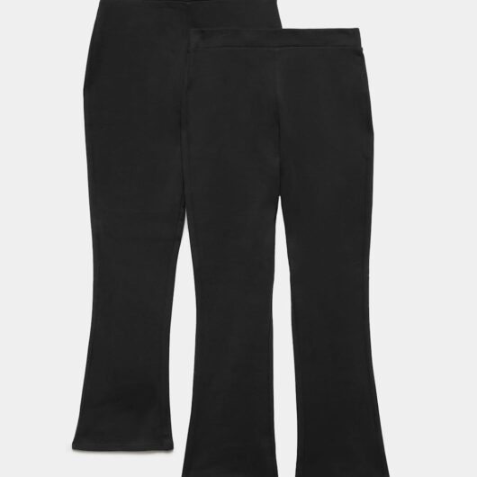 M&S 2 Pack Girls' Knitted Bootcut Trousers (9-18 Yrs) Black