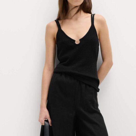 M&S Cotton Rich Keyhole Detail Knitted Vest Black