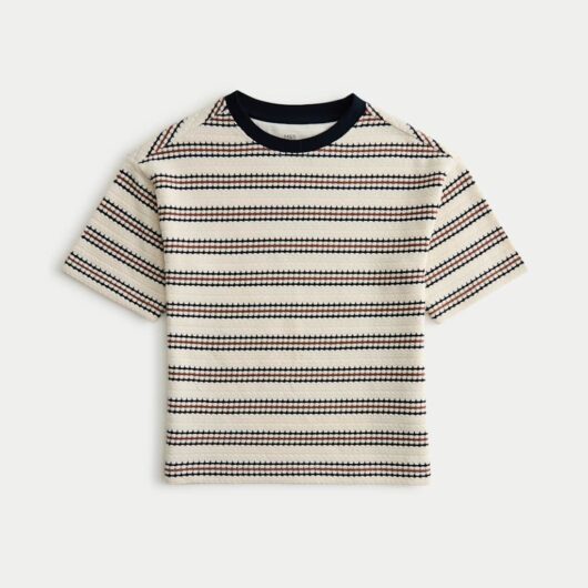 M&S Cotton Rich Knitted Striped T-Shirt (2-8 Yrs) Brown Mix