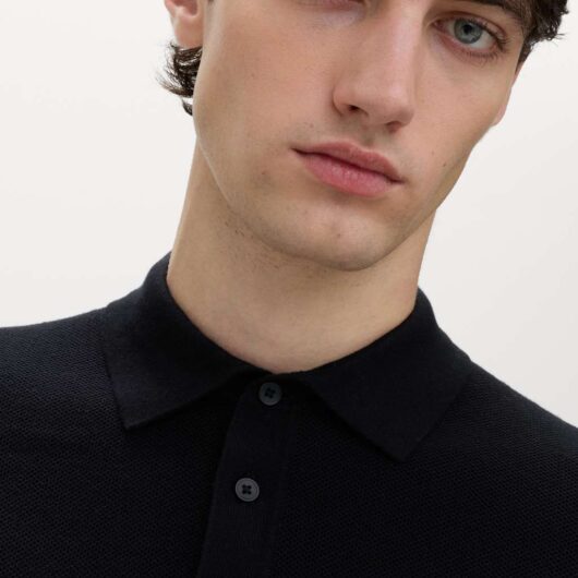 M&S Cotton Rich Regular Fit Knitted Polo Shirt Black