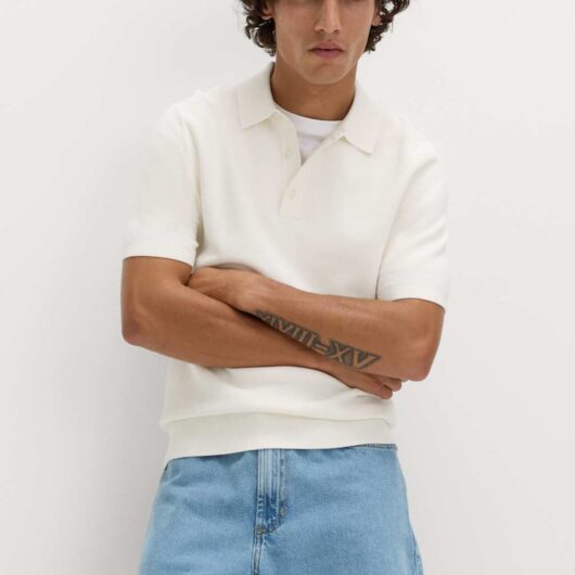 M&S Cotton Rich Regular Fit Knitted Polo Shirt Ivory