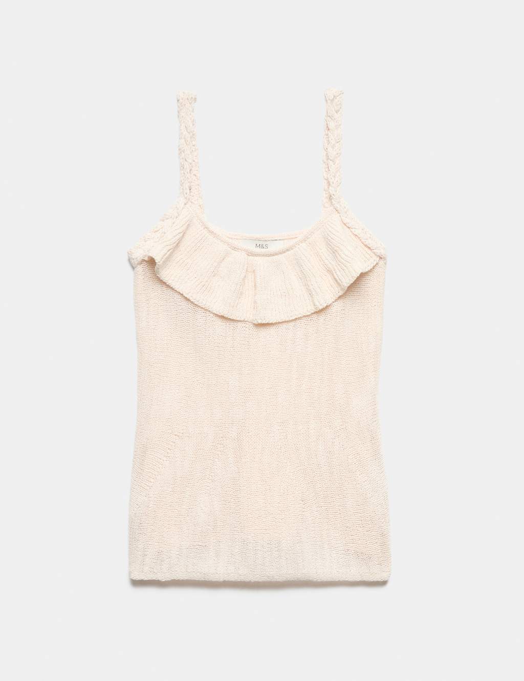 M&S Cotton Rich Textured Scoop Neck Knitted Vest Vanilla