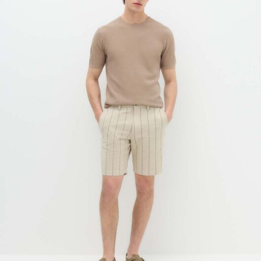 M&S Pure Cotton Garment Dyed Knitted T-Shirt Mushroom