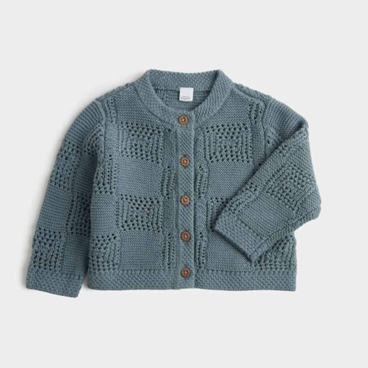 M&S Pure Cotton Knitted Cardigan (7lbs-12 Mths) Dark Petrol