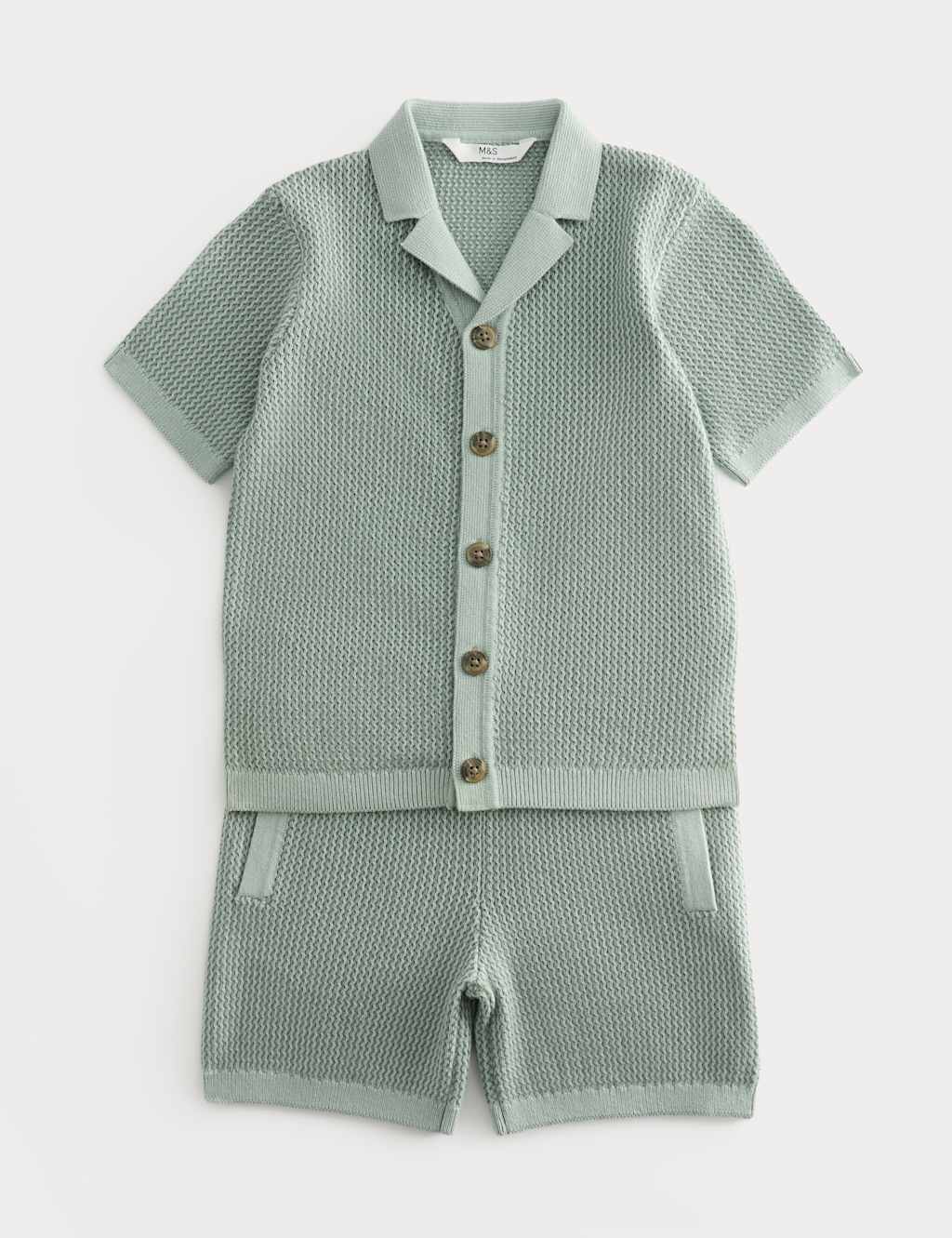 M&S Pure Cotton Knitted Outfit (2-8 Yrs) Green