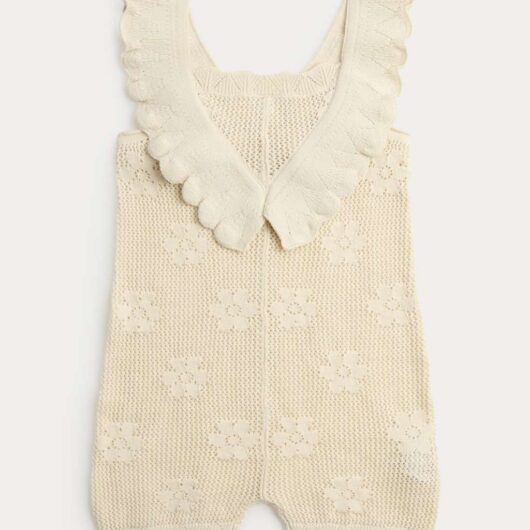 M&S Pure Cotton Knitted Romper (0-3 Yrs) Cream