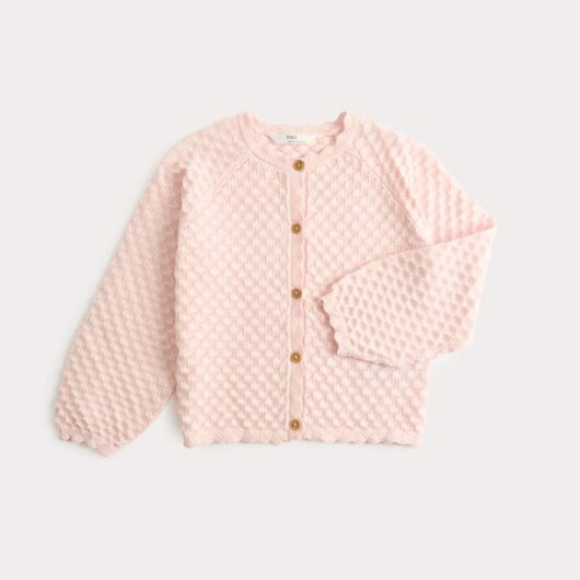 M&S Pure Cotton Pointelle Cardigan (2-8 Yrs) Pale Pink