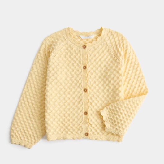 M&S Pure Cotton Pointelle Cardigan (2-8 Yrs) Pale Yellow