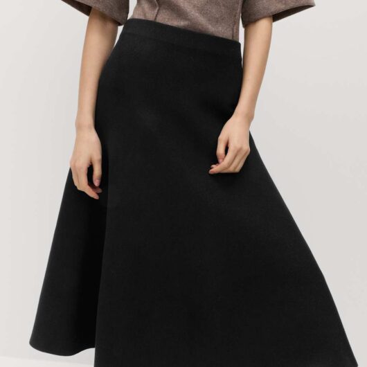 M&S Soft Touch Knitted Midi Skirt Black