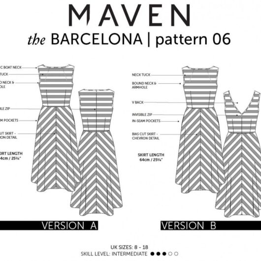 Maven Patterns Paper Sewing Pattern Barcelona Dress