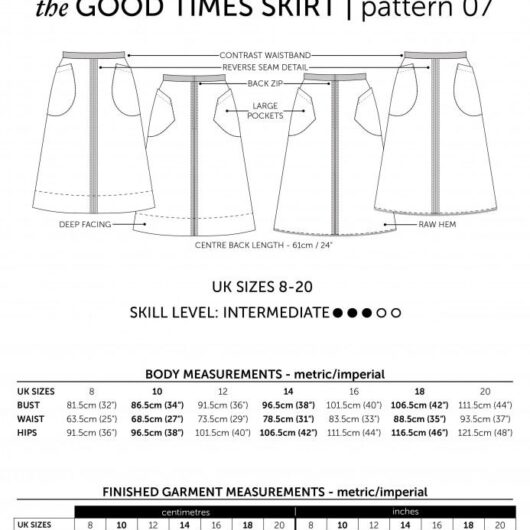 Maven Patterns Paper Sewing Pattern Good Times Skirt