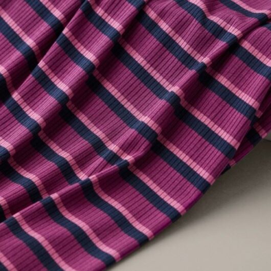 Meet MILK Derby Stripe Tencel Modal Rib Stretch Knit Fabric Cherry