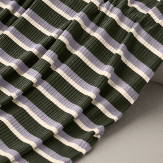 Meet MILK Derby Stripe Tencel Modal Rib Stretch Knit Fabric Khaki
