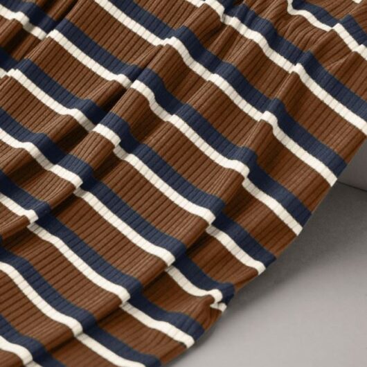 Meet MILK Derby Stripe Tencel Modal Rib Stretch Knit Fabric Pecan