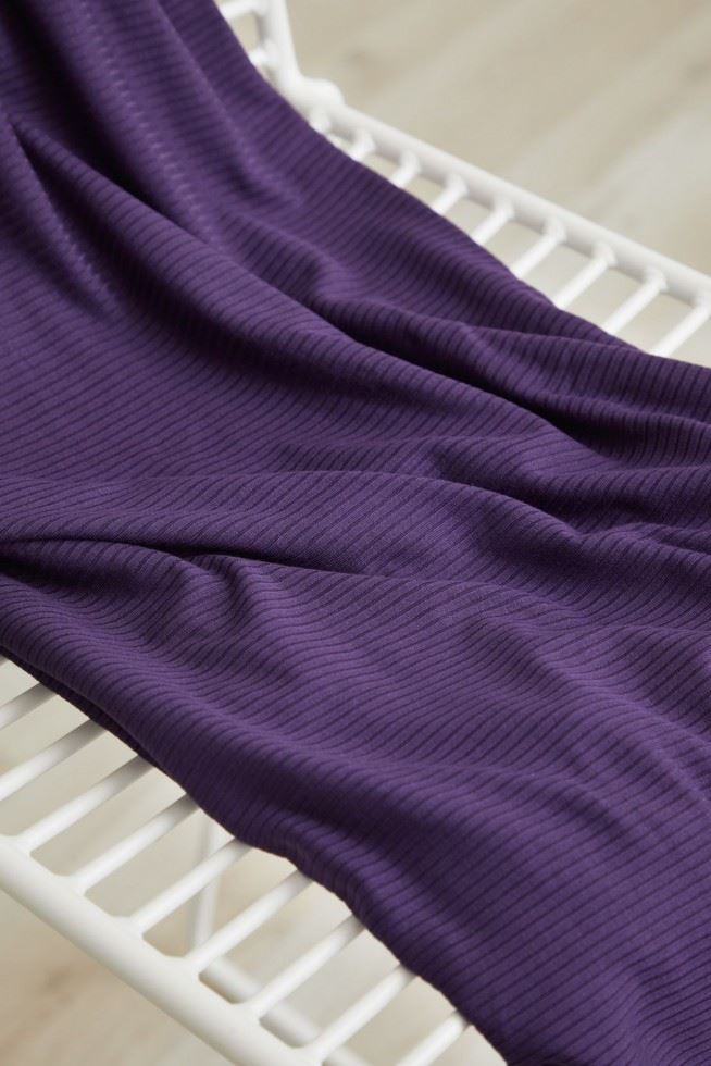 Meet MILK Derby Tencel Modal Rib Stretch Knit Fabric Purple Night