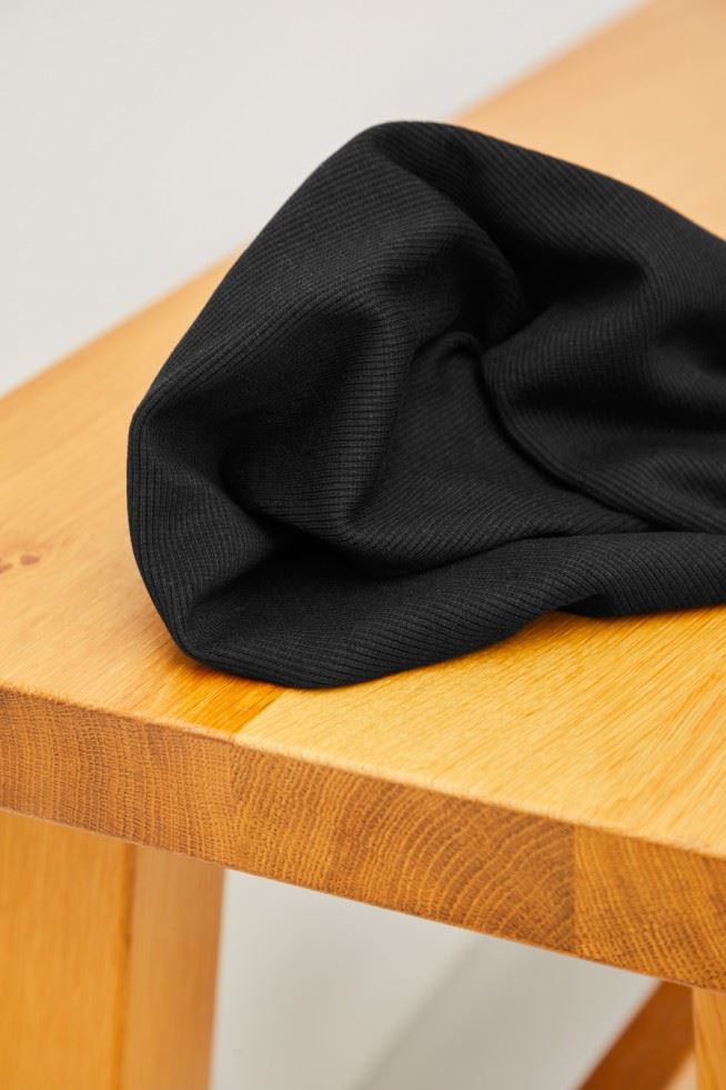 Meet MILK Neva Tencel Lyocell Cotton Rib Stretch Knit Fabric Black