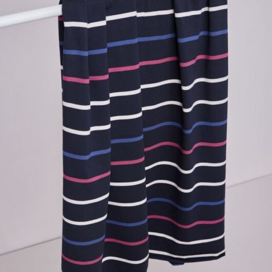 Meet MILK Nova Stripe Tencel Modal Cotton Jersey Stretch Knit Fabric Dark Navy