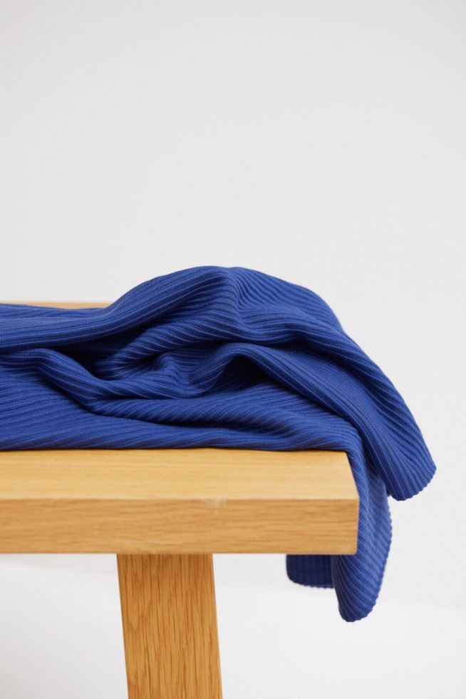 Meet MILK Ottoman Rib Stretch Knit Fabric Lapis