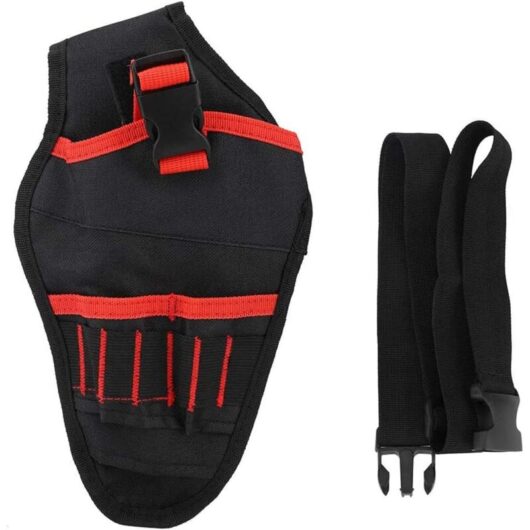 Memkey - Electric Drill Tool Bag, Tool Holster Bag with Adjustable Tool Belt with Space for Accessories and Open Loops for Storing Tools and Drill