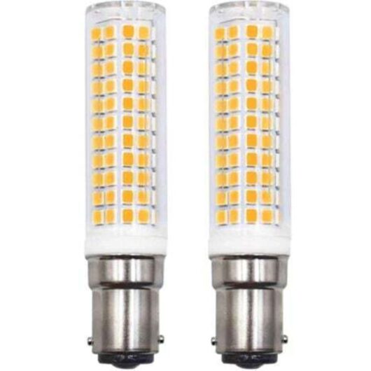 Memkey - Set of 2 B15d led Bulbs Replacement 75W 90W 80W Warm White 3000K 220V 230V 890lm 7W Wall Light for Living Room Chandelier Sewing Machine